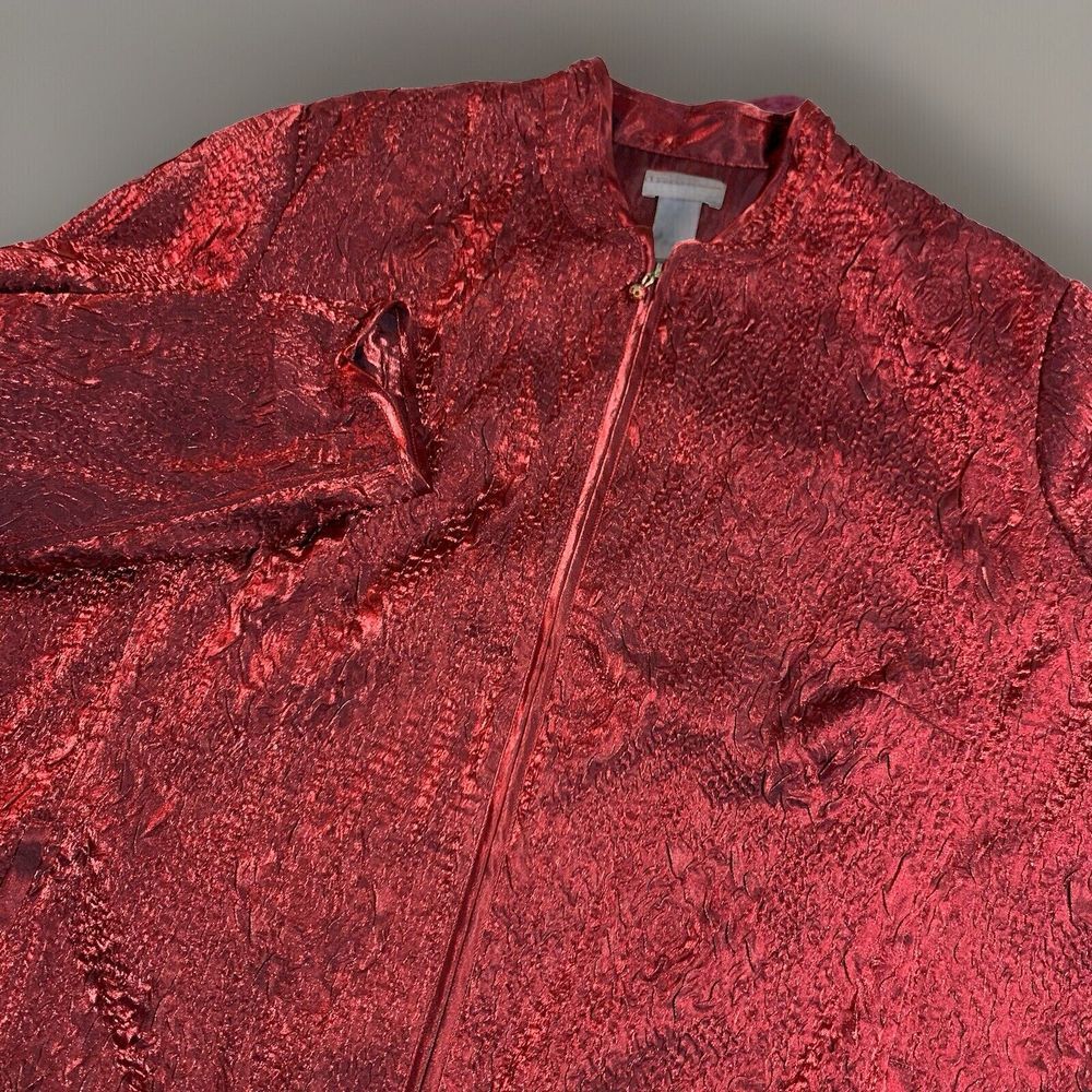 Laura Ashley Woman Jacket Blazer Size 2X Tapestry Shiny Red Holiday Career Women